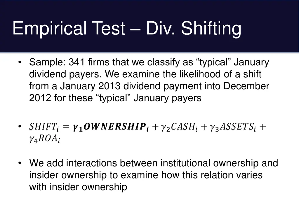 empirical test div shifting