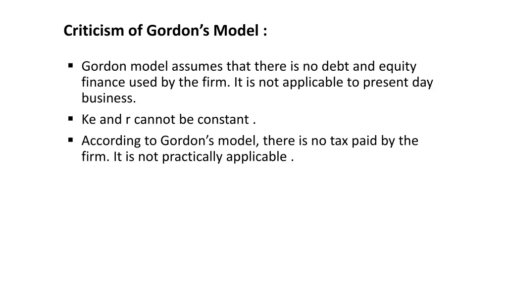 criticism of gordon s model