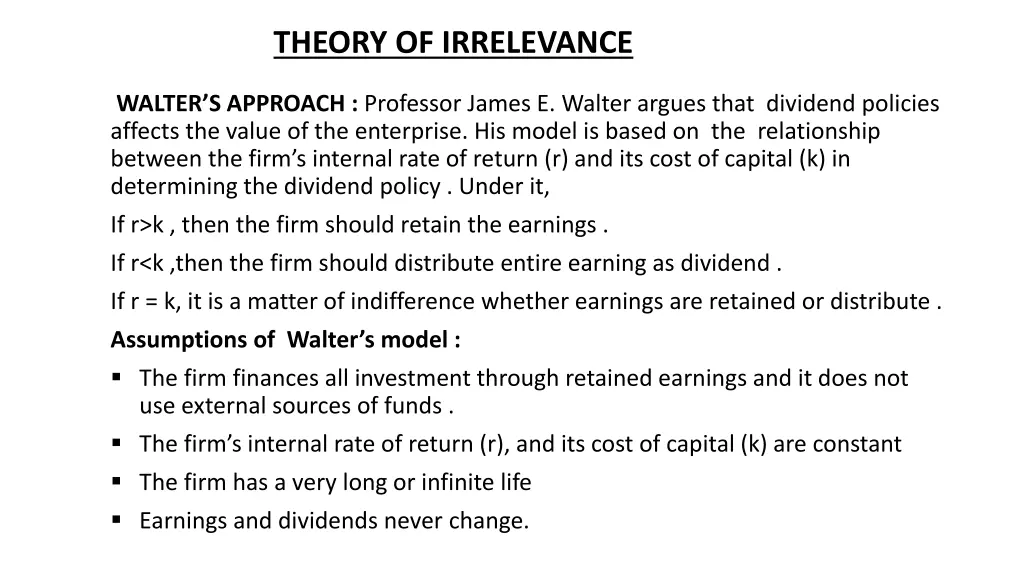 theory of irrelevance 1