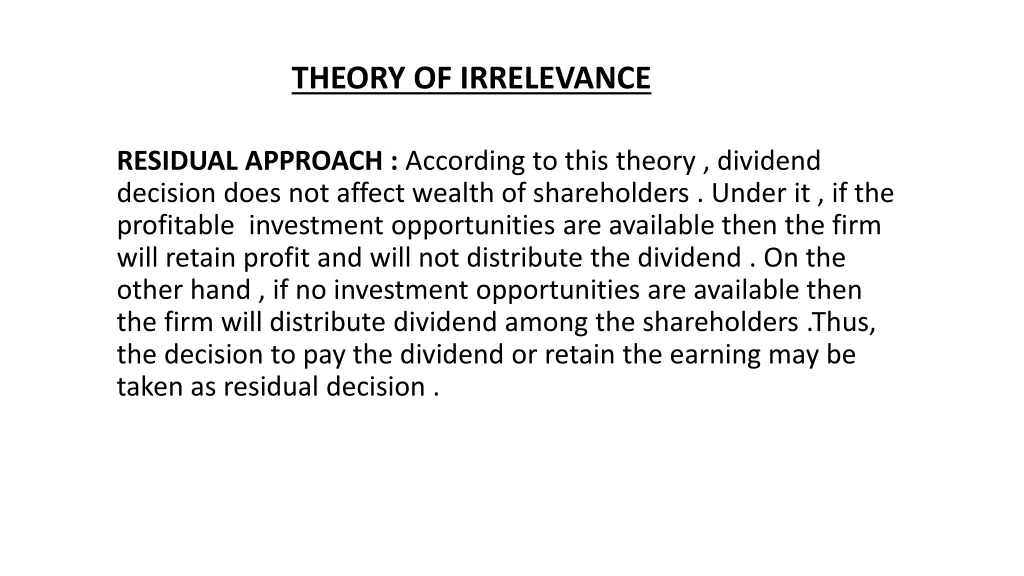 theory of irrelevance