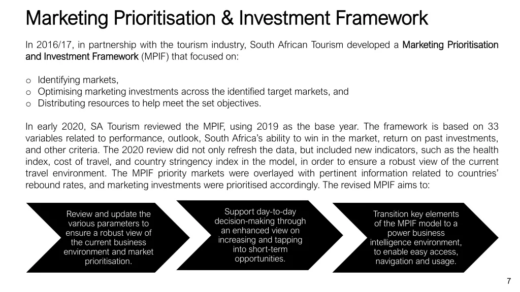 marketing prioritisation investment framework