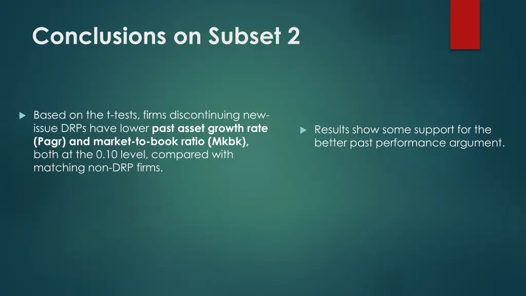 conclusions on subset 2