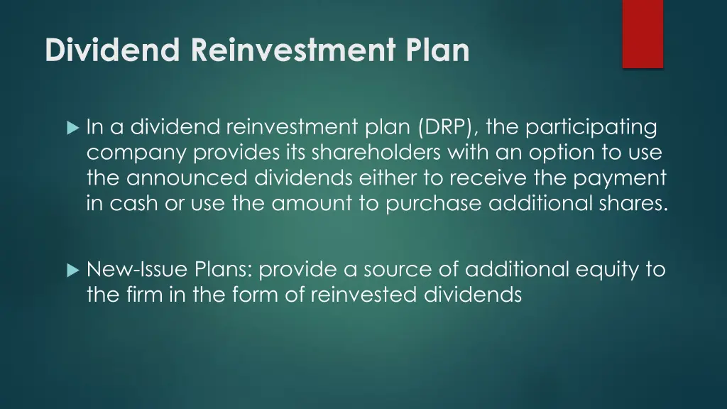 dividend reinvestment plan