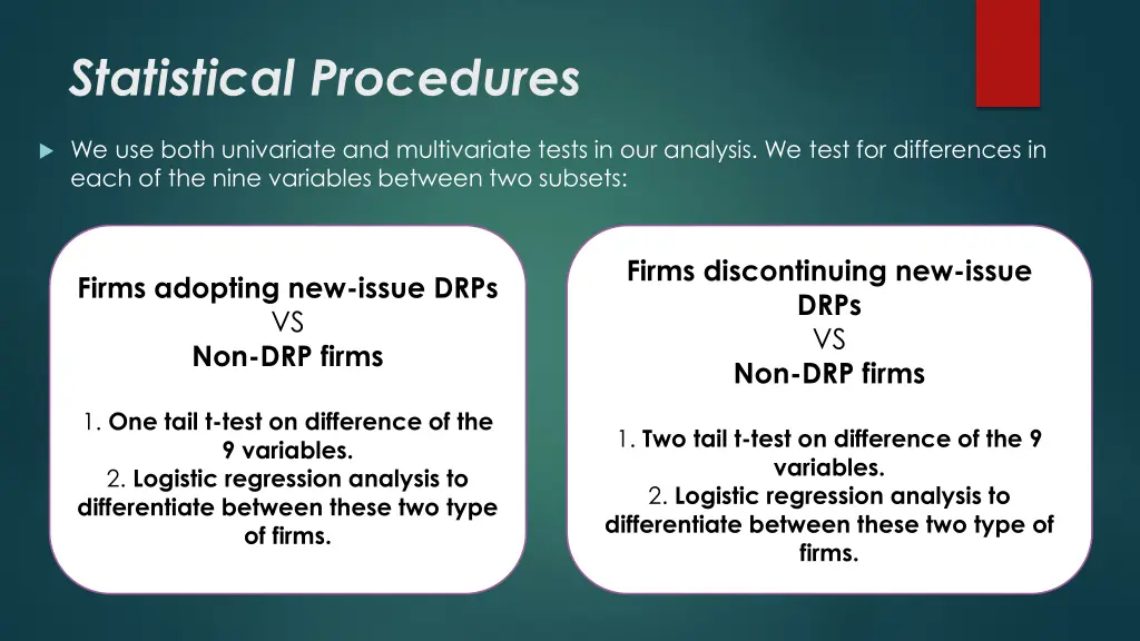 statistical procedures