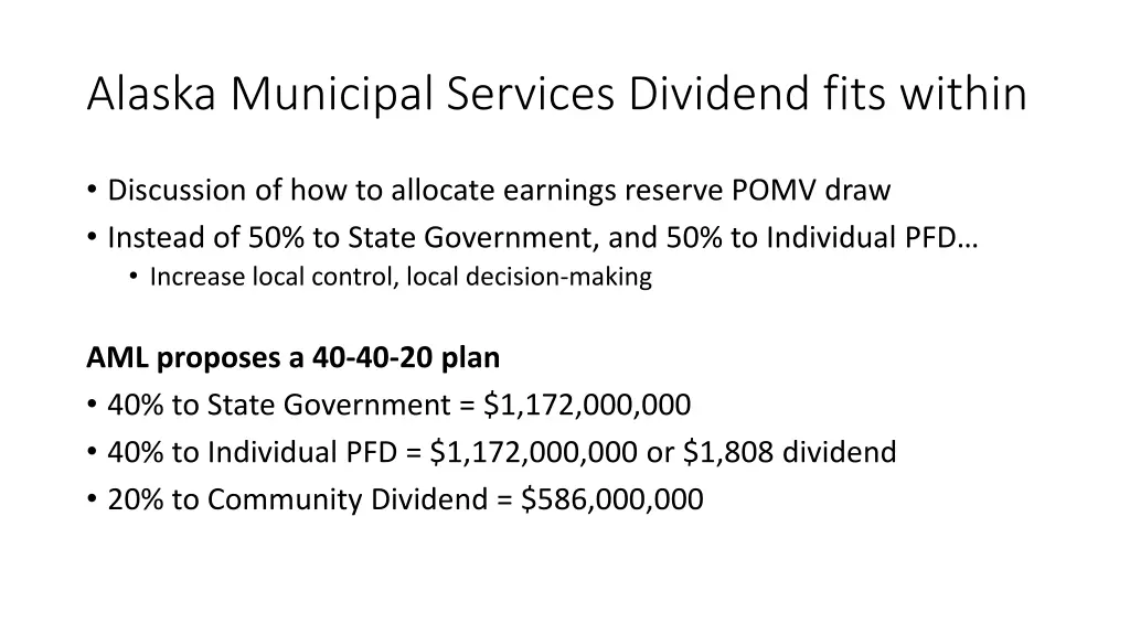 alaska municipal services dividend fits within