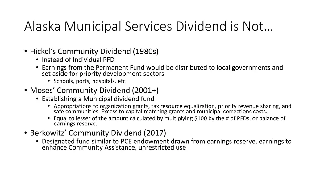 alaska municipal services dividend is not