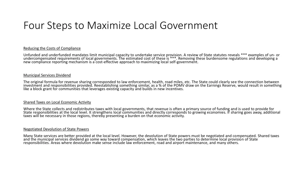 four steps to maximize local government