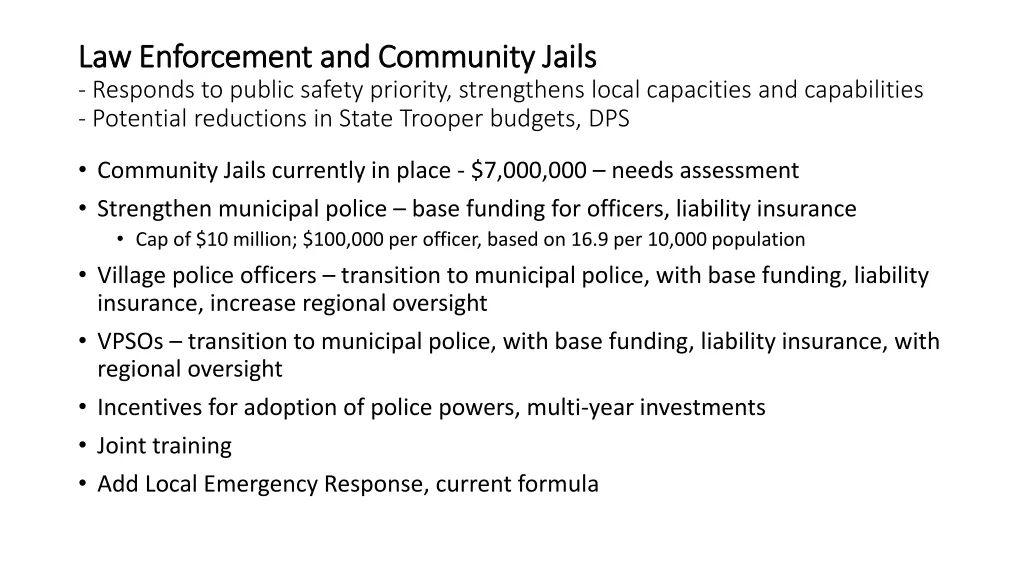 law enforcement and community jails