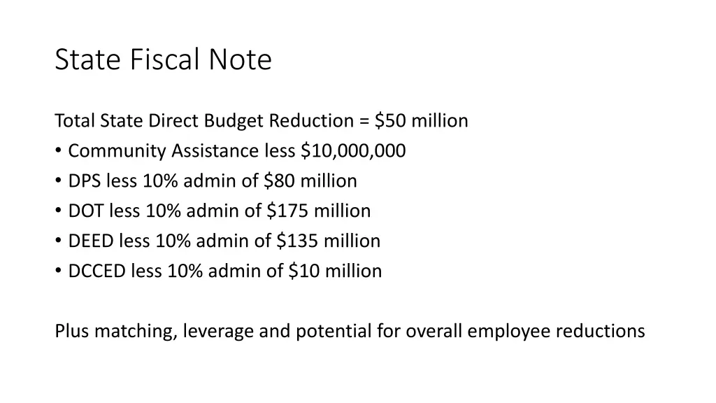 state fiscal note