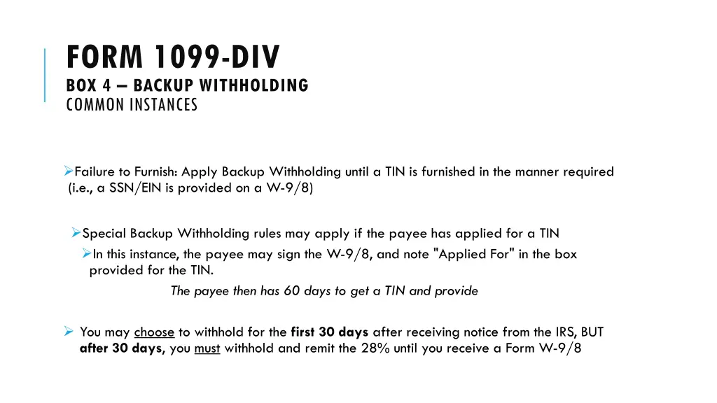 form 1099 div box 4 backup withholding common