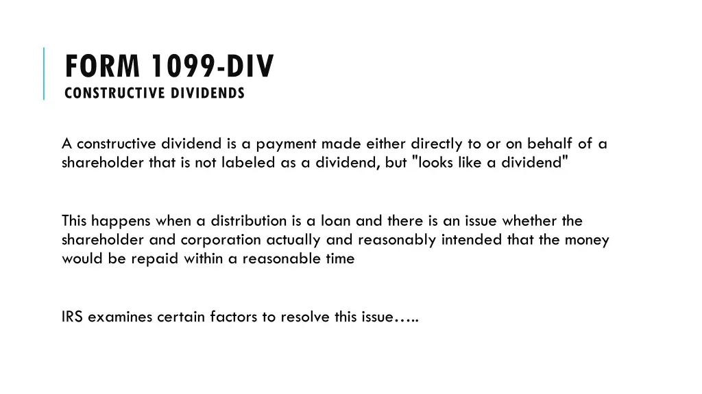 form 1099 div constructive dividends