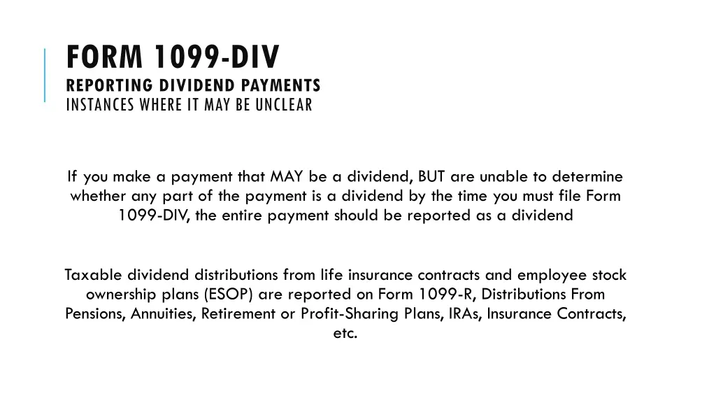 form 1099 div reporting dividend payments 1