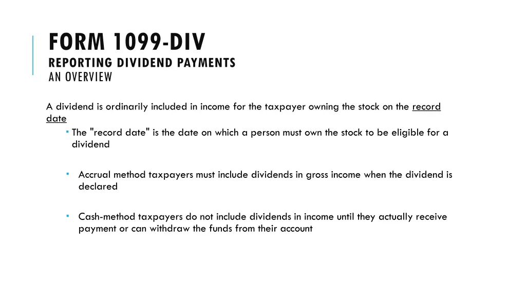 form 1099 div reporting dividend payments