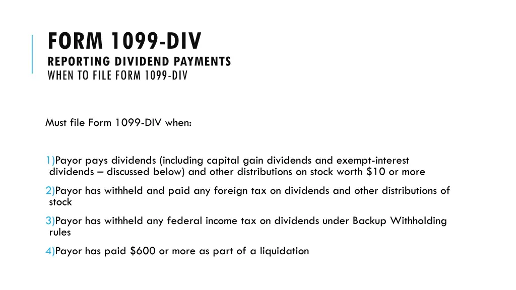 form 1099 div reporting dividend payments when