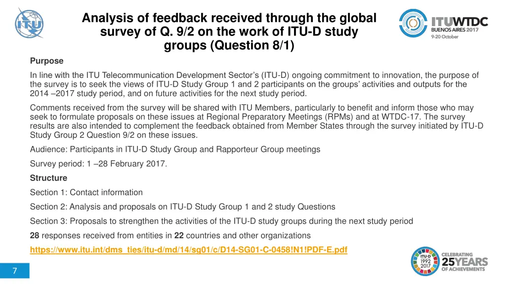 analysis of feedback received through the global