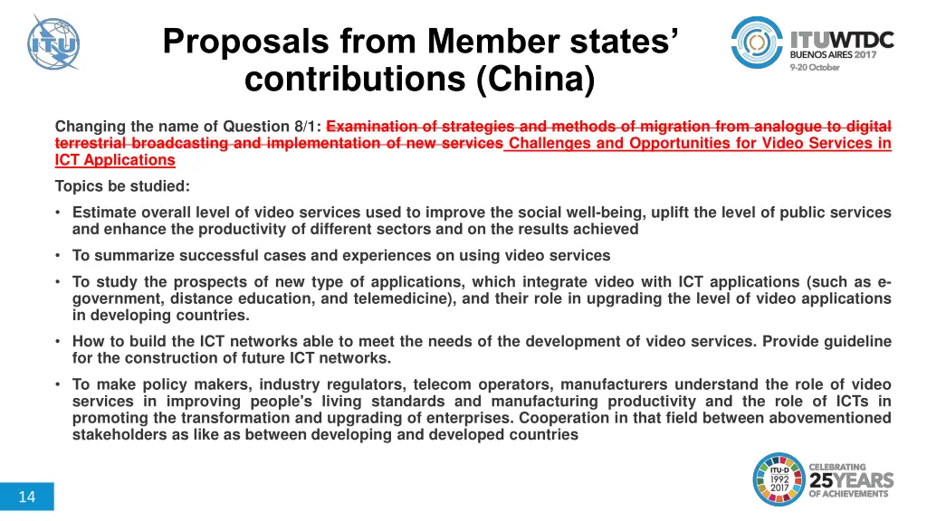 proposals from member states contributions china