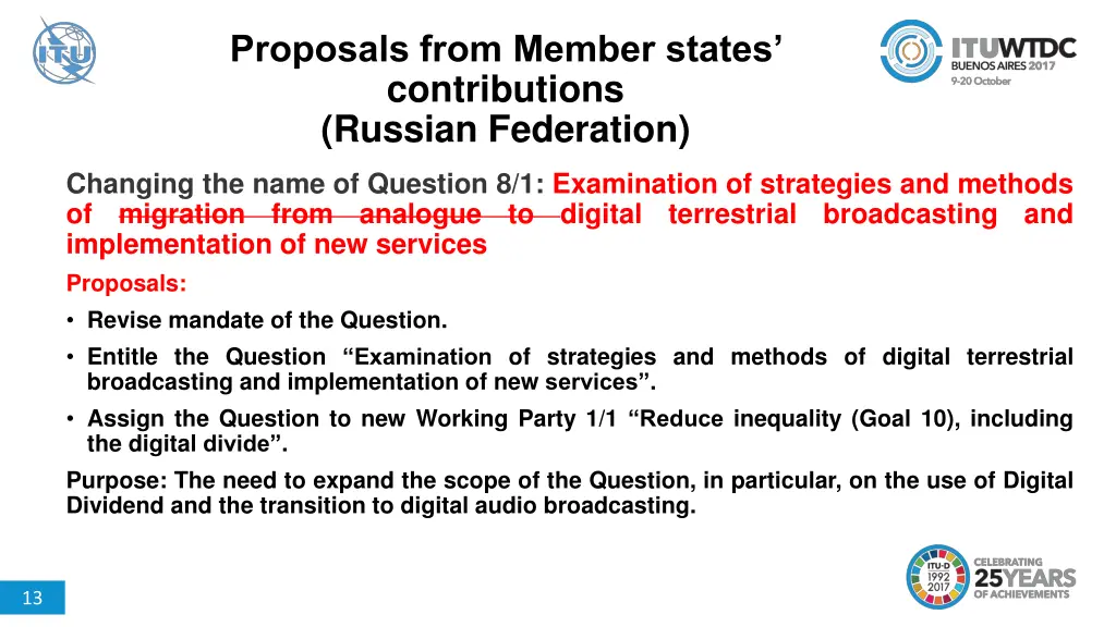 proposals from member states contributions