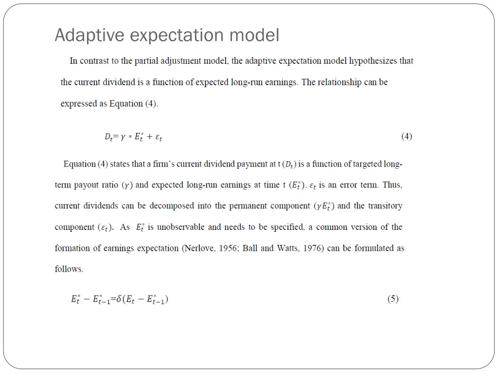 adaptive expectation model