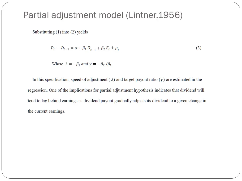 partial adjustment model lintner 1956