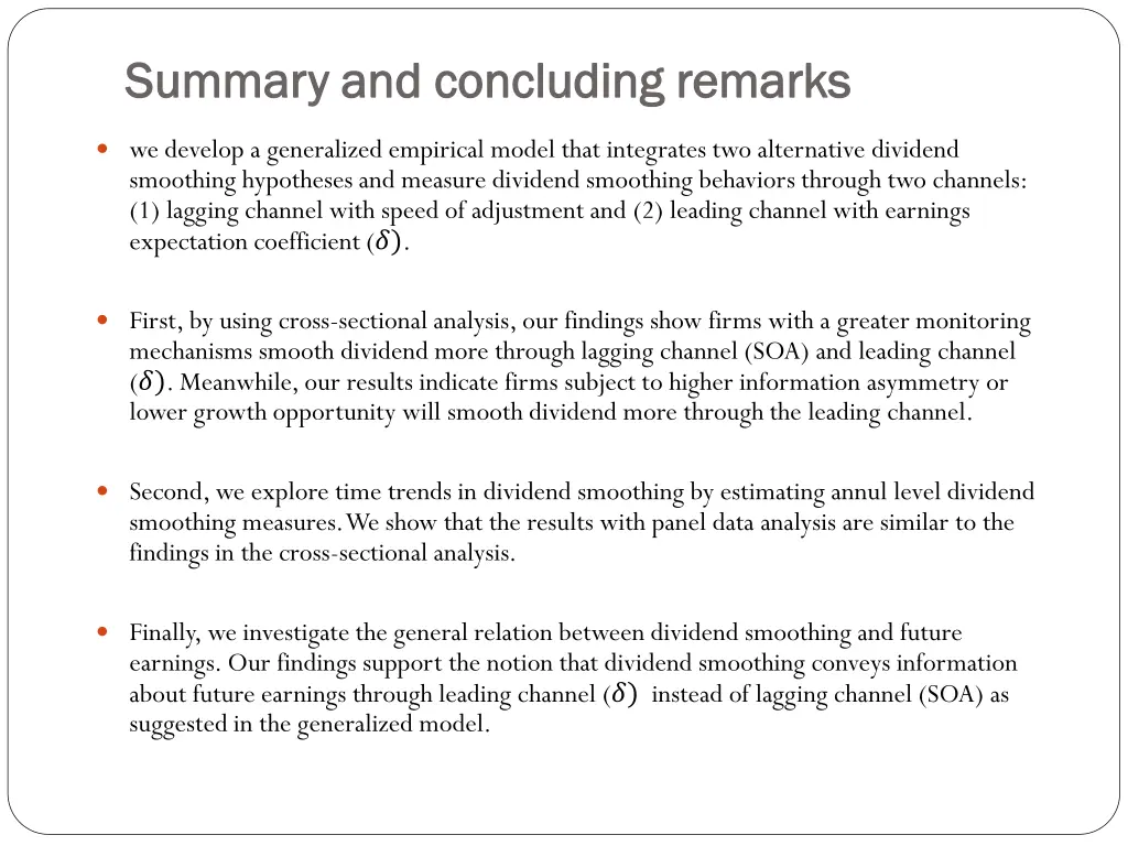 summary and concluding remarks summary