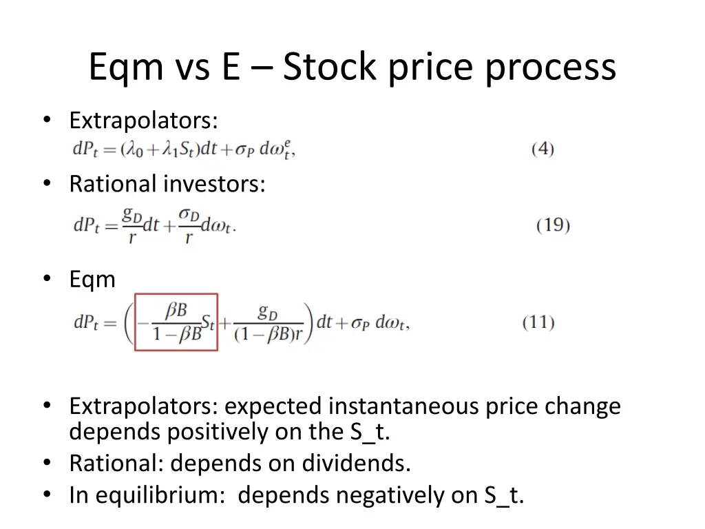 eqm vs e stock price process