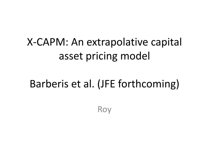 x capm an extrapolative capital asset pricing