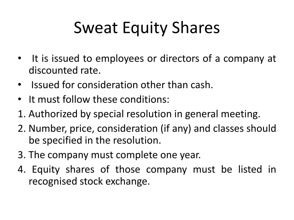 sweat equity shares