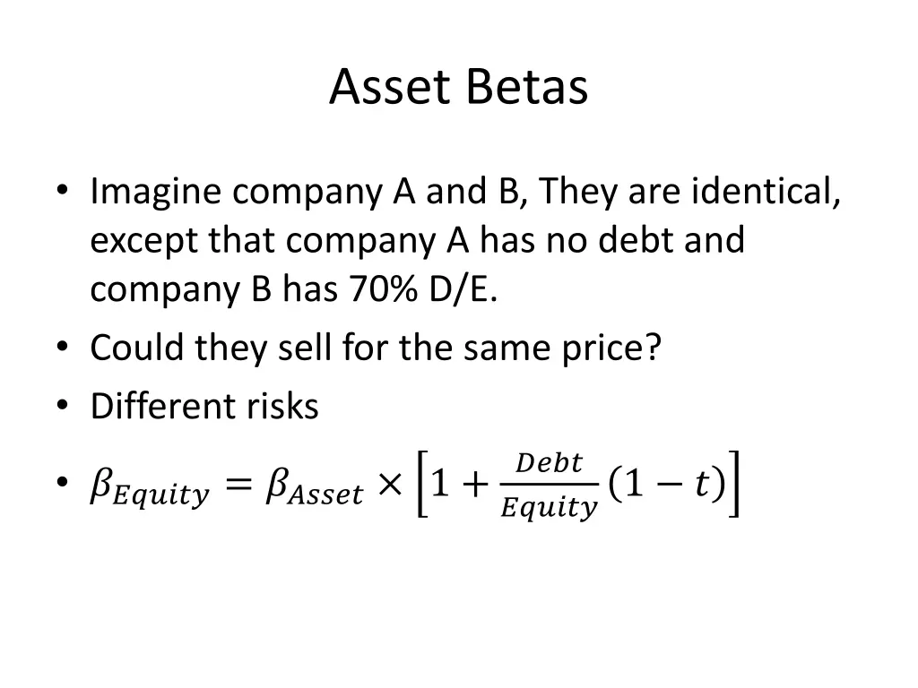 asset betas