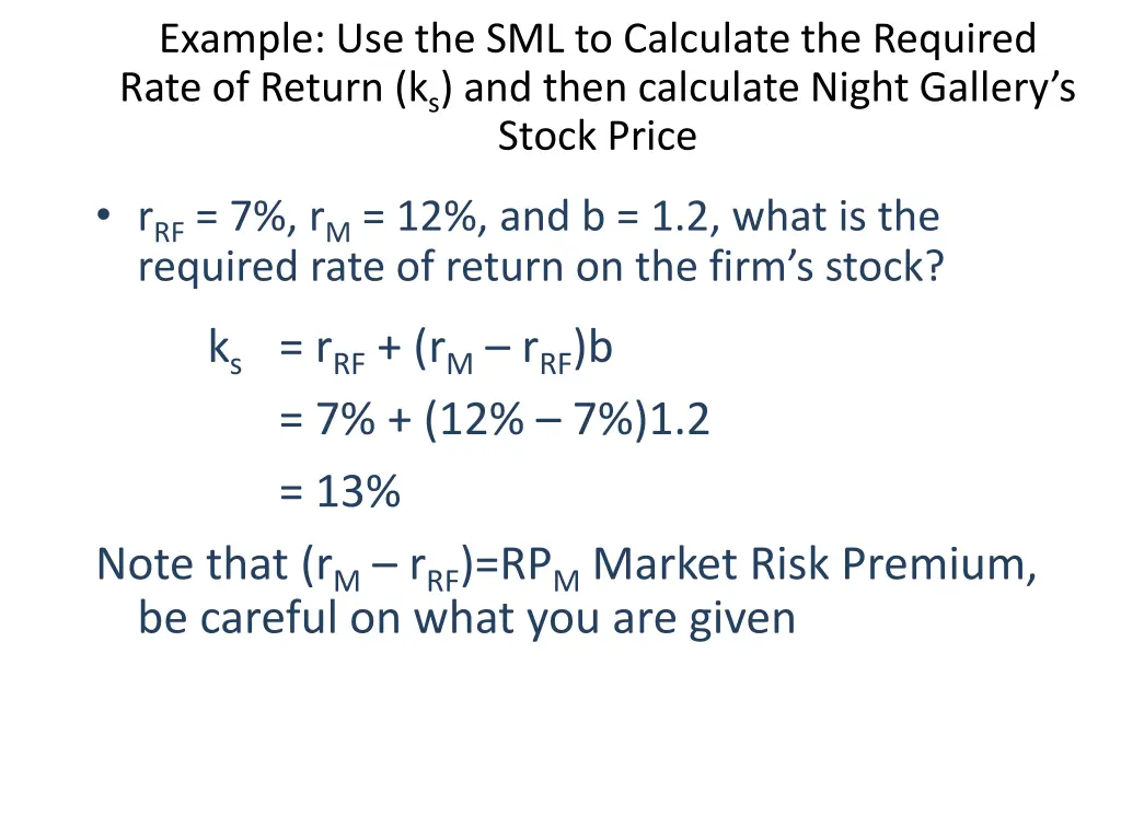 example use the sml to calculate the required 1