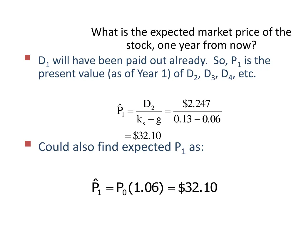 what is the expected market price of the stock