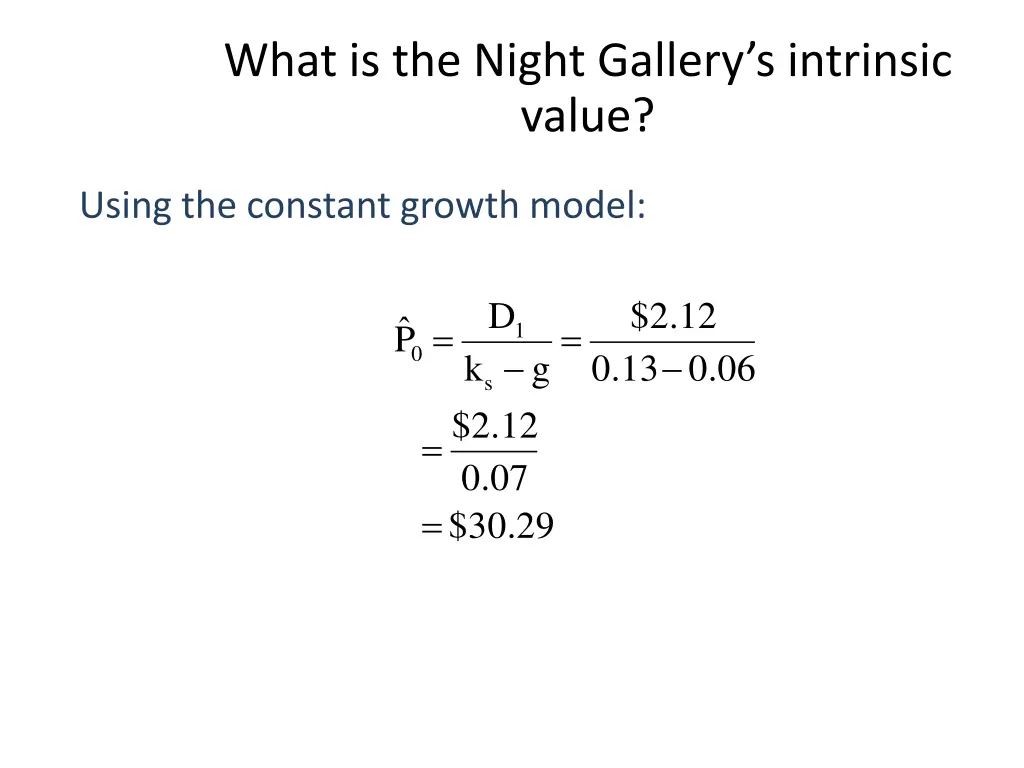 what is the night gallery s intrinsic value