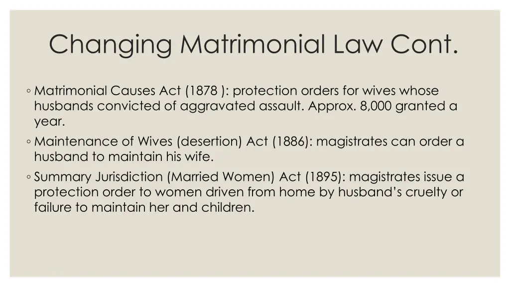 changing matrimonial law cont