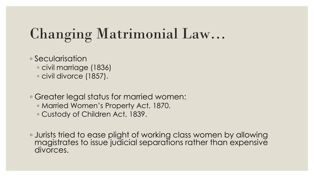 changing matrimonial law