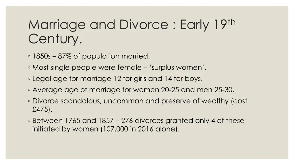 marriage and divorce early 19 th century