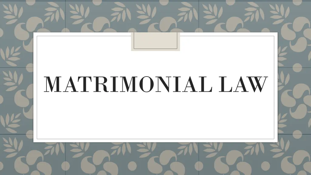 matrimonial law