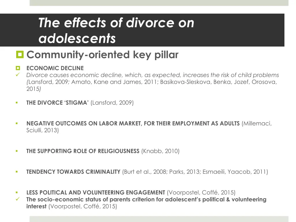 the effects of divorce on adolescents community