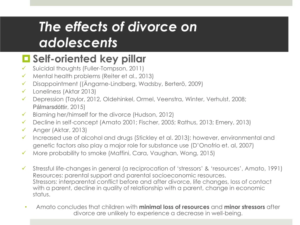 the effects of divorce on adolescents self