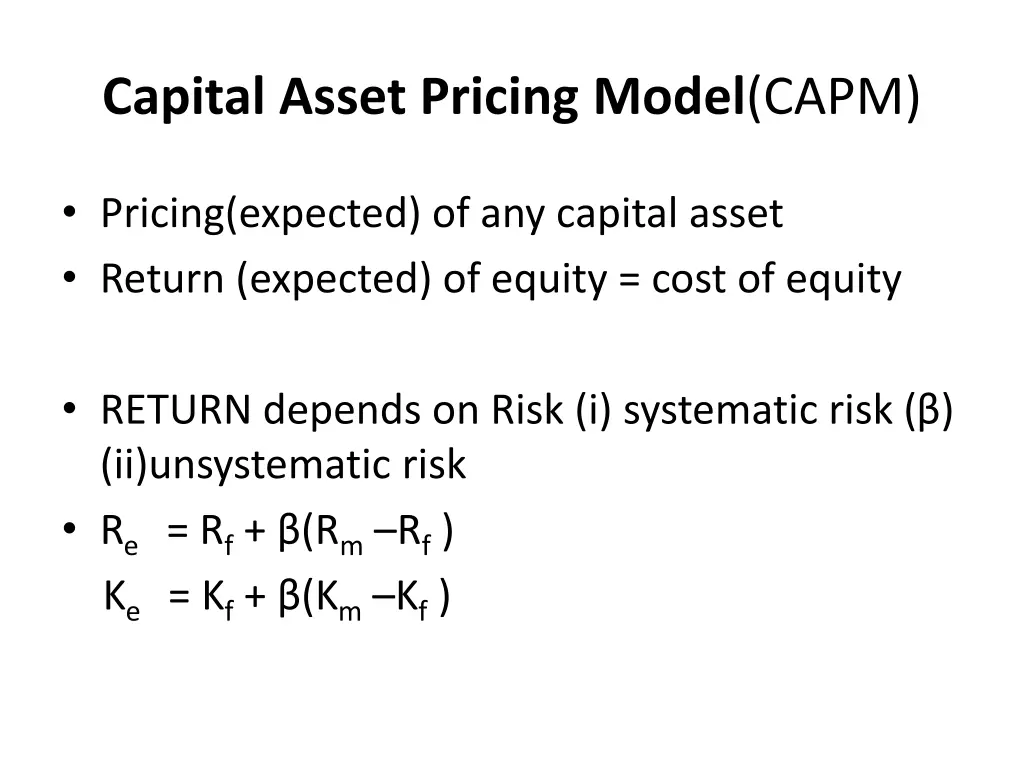 capital asset pricing model capm