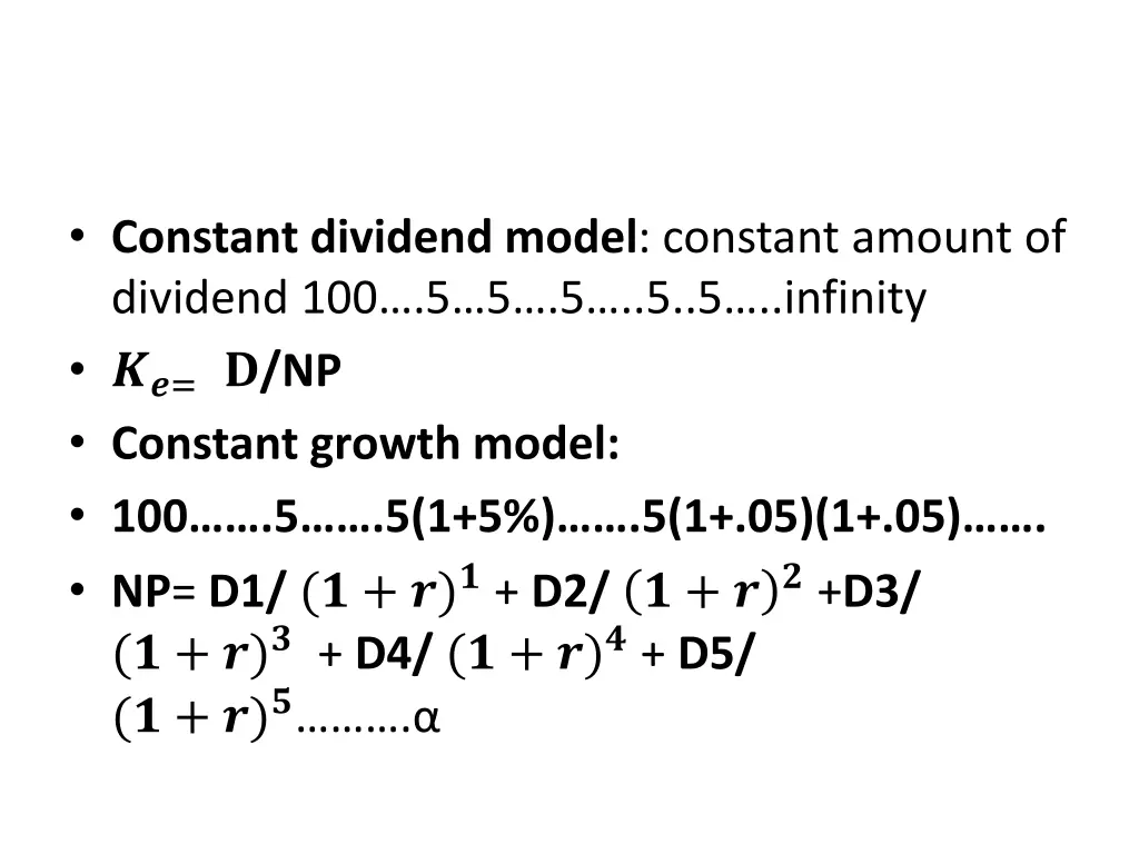 constant dividend model constant amount