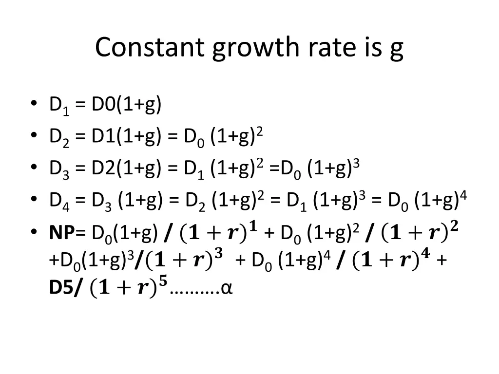 constant growth rate is g