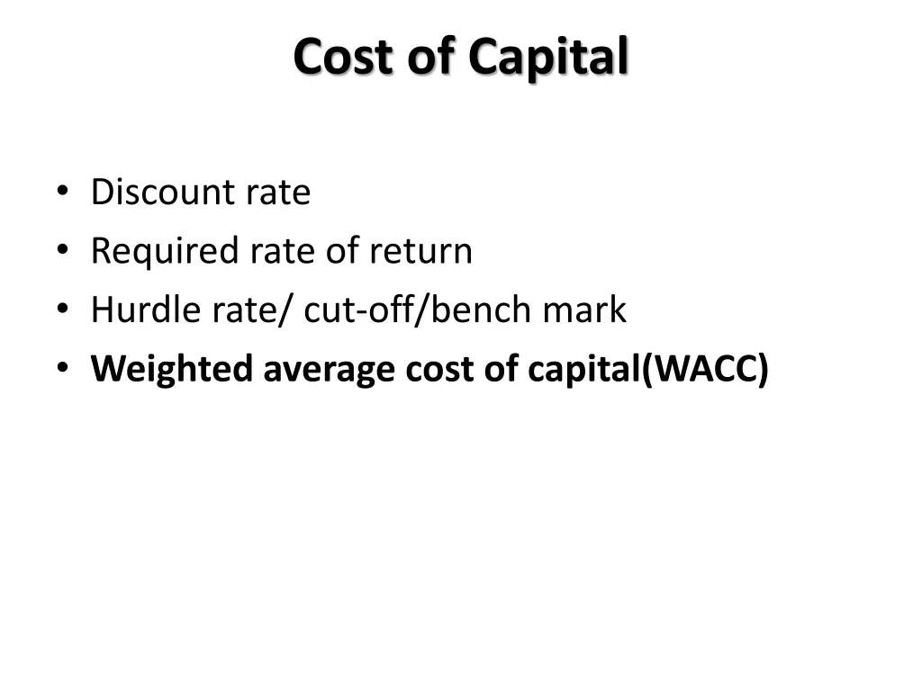 cost of capital