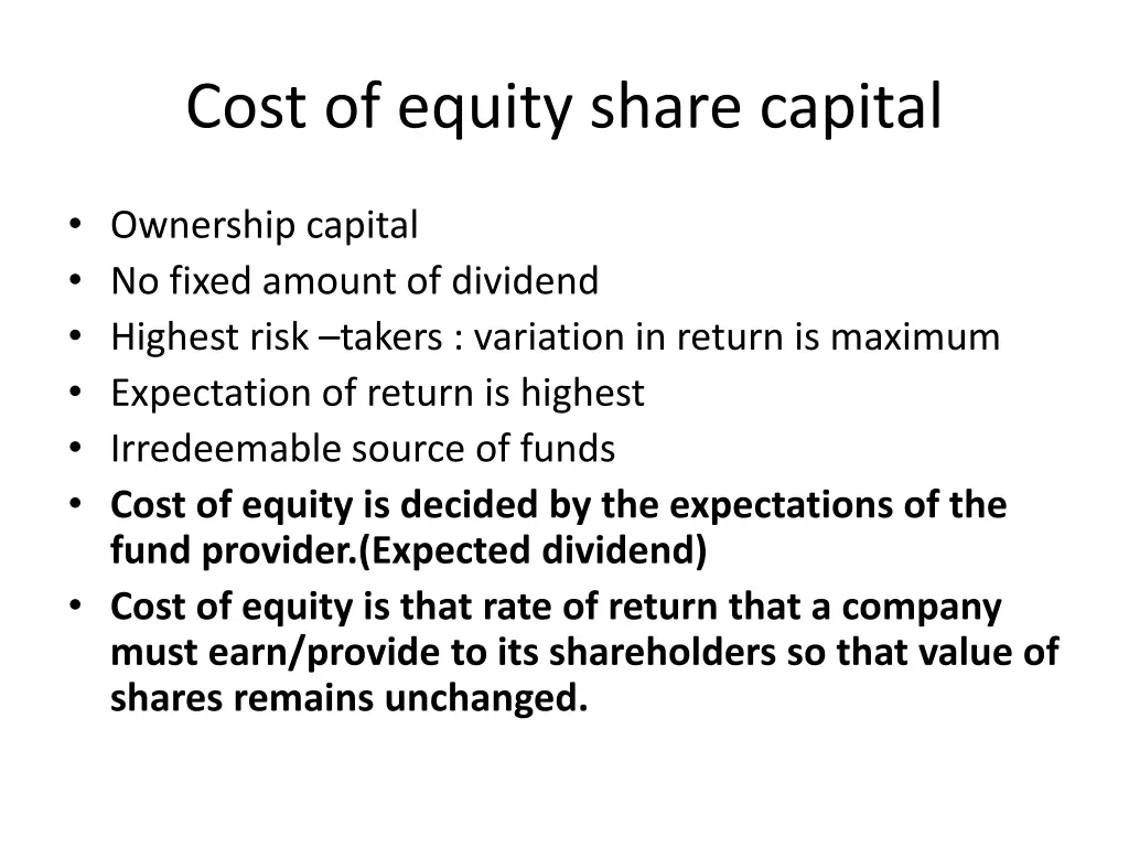 cost of equity share capital