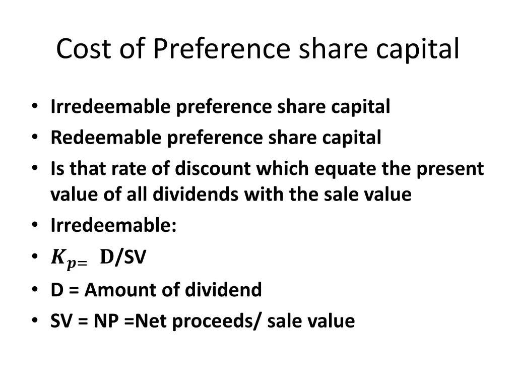 cost of preference share capital 1