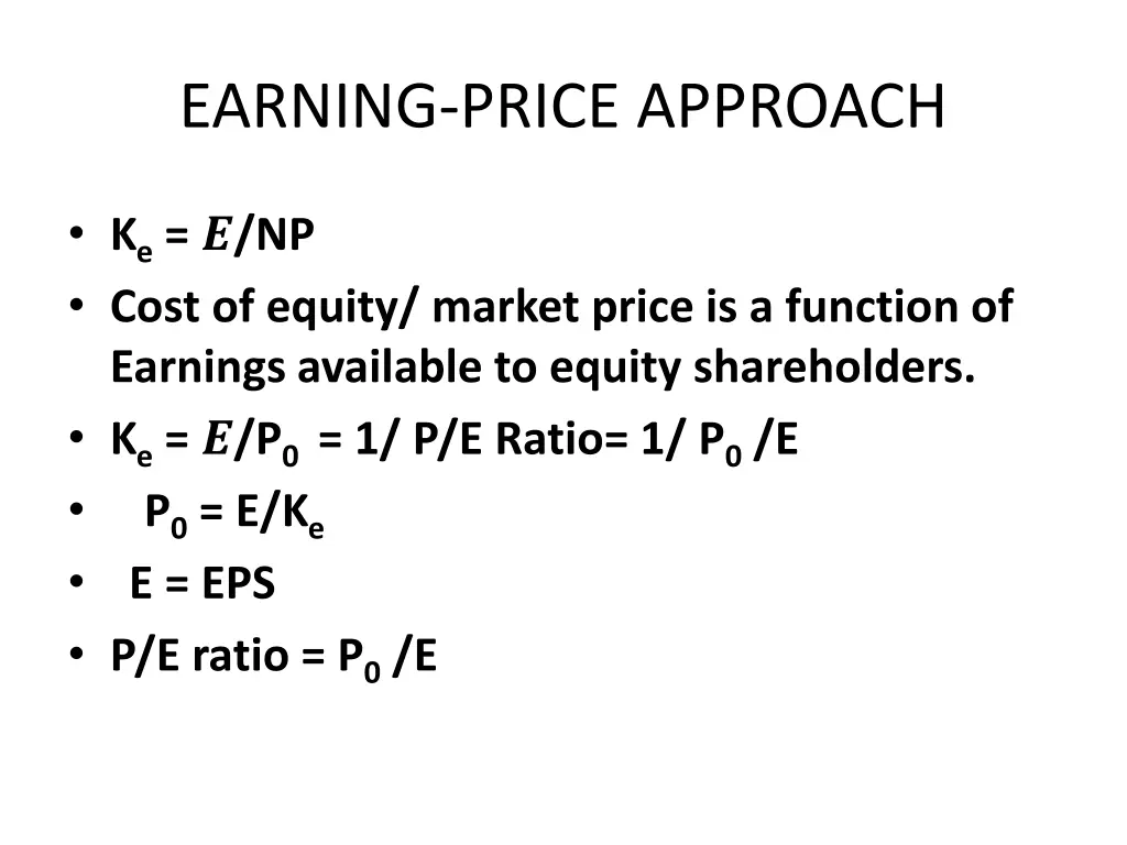 earning price approach