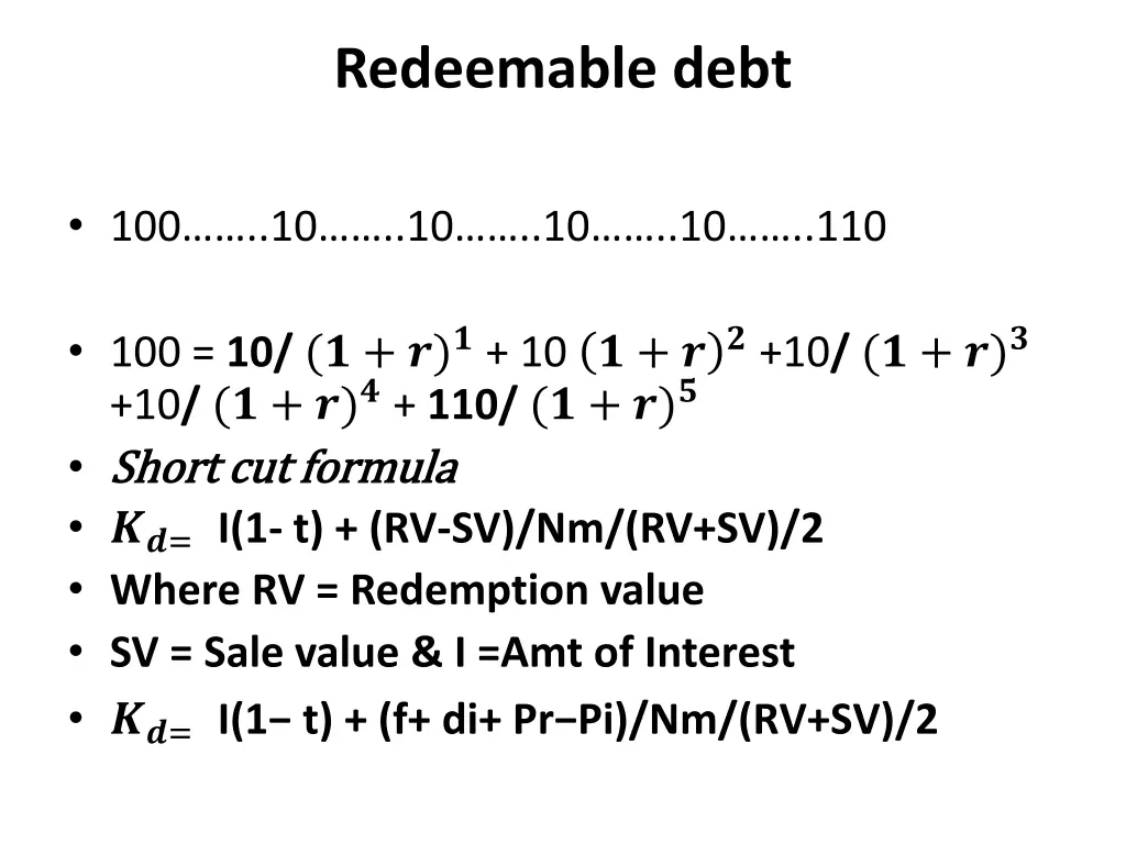 redeemable debt