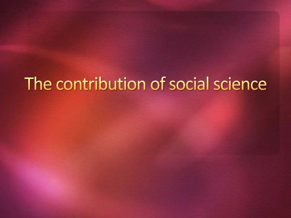 the contribution of social science