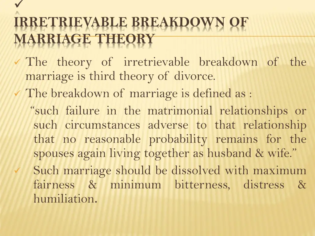 irretrievable breakdown of marriage theory