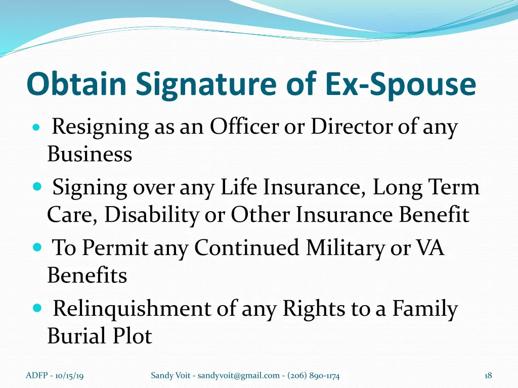 obtain signature of ex spouse