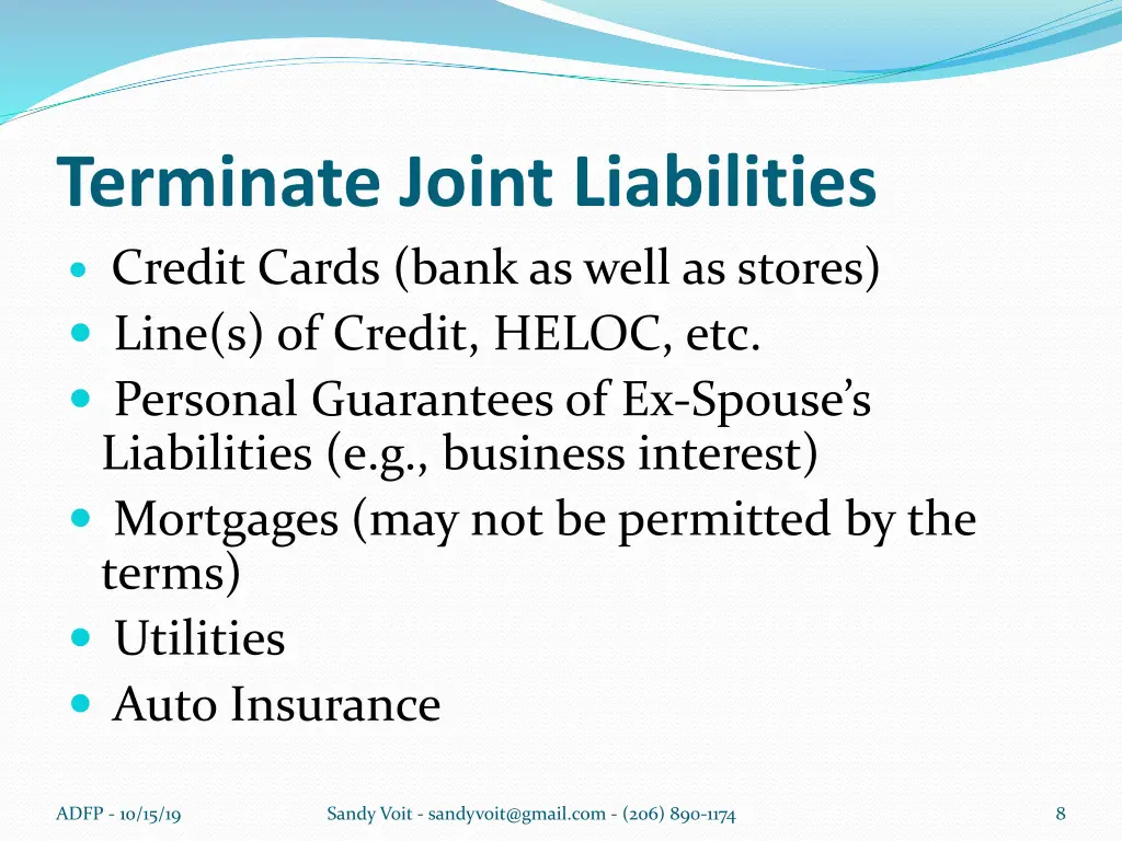 terminate joint liabilities