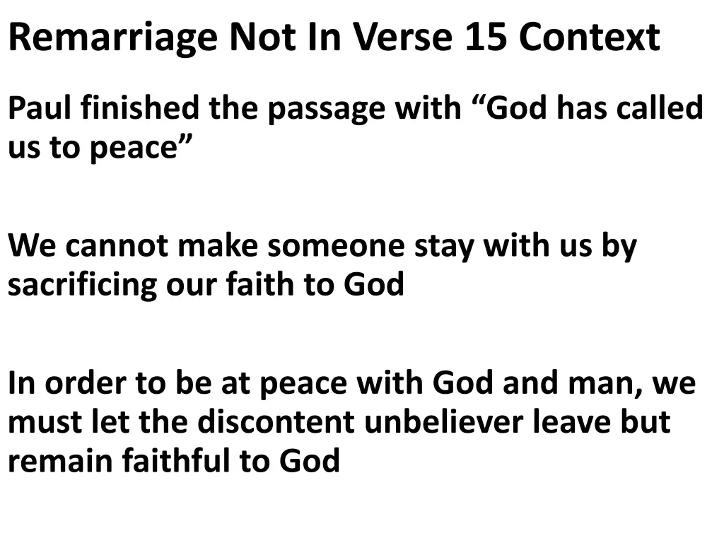 remarriage not in verse 15 context